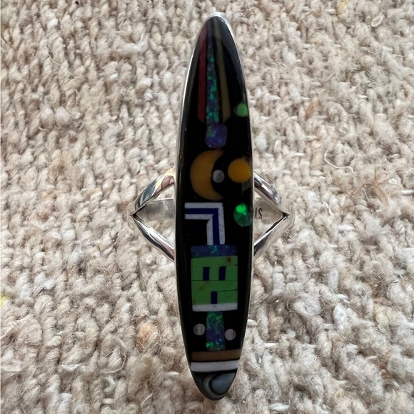 ❤️ Signed RD Galaxy Micro Inlaid 925 Native Celestial Scene Ring SZ 9.75 Unisex - Picture 5 of 16